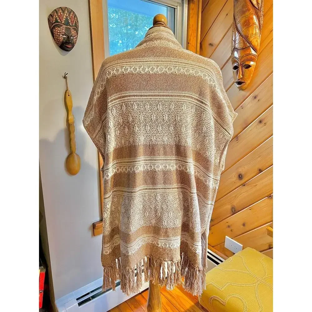Vintage Cotton Fall Knit Bohemian Kimono Vest